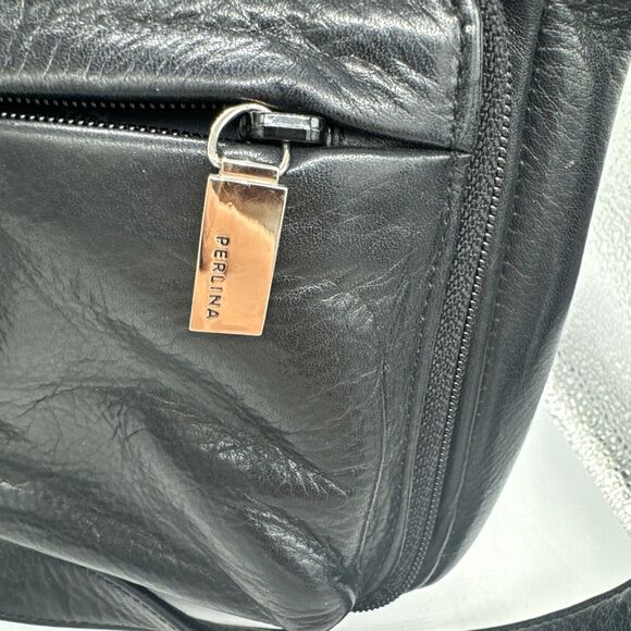 Perlina Black Leather Crossbody Bag with Over Flap Close - Picture 11 of 12